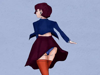 The wind reveals panties branding corel cute design digital illustration flat france graphic design illustration mixed media painting sexy watercolor