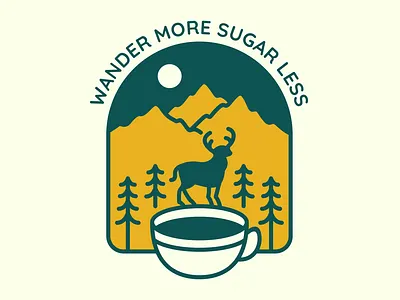 Wander More Sugar Less 2 adventure apparel barista caffeine coffee coffee addict coffee lover drink espresso holiday illustration mountain national park nature outdoors t shirt design travel wanderlust wildlife