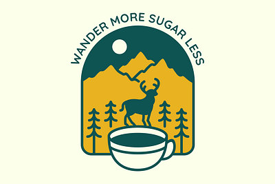 Wander More Sugar Less 2 adventure apparel barista caffeine coffee coffee addict coffee lover drink espresso holiday illustration mountain national park nature outdoors t shirt design travel wanderlust wildlife