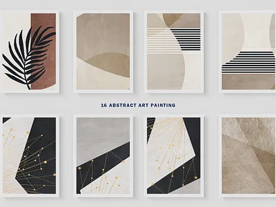 Abstract painted wall art set. Posters, carpets, prints. Digital card