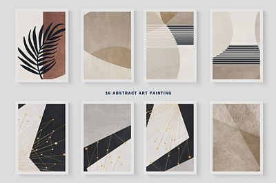 Abstract painted wall art set. Posters, carpets, prints. Digital card