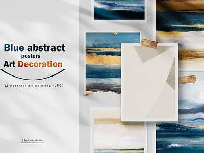 Abstract painted wall art set. Posters, carpets, prints. Digital card
