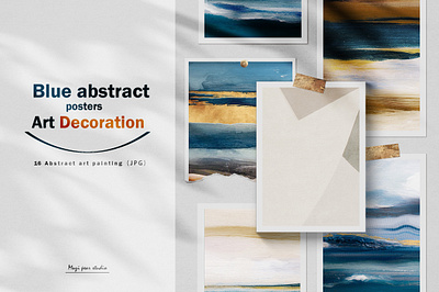 Abstract painted wall art set. Posters, carpets, prints. Digital card