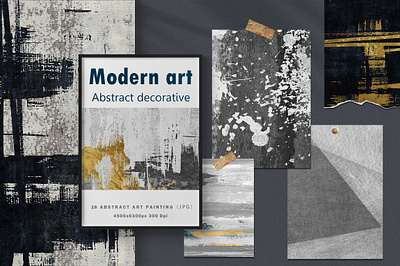 Abstract painted wall art set. Posters, carpets, prints. Digital card decoration illustration
