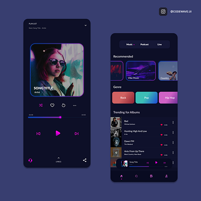 MUZICA - A Mobile Application for Music Streaming app application design mobile online ui web