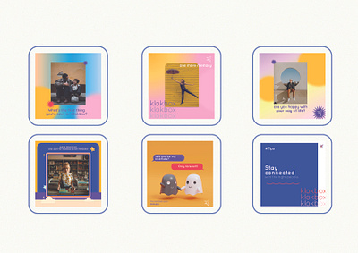 Instagram post pack for Klokbox branding content creation design graphic design illustration instagram posts retro social media design social media imagery