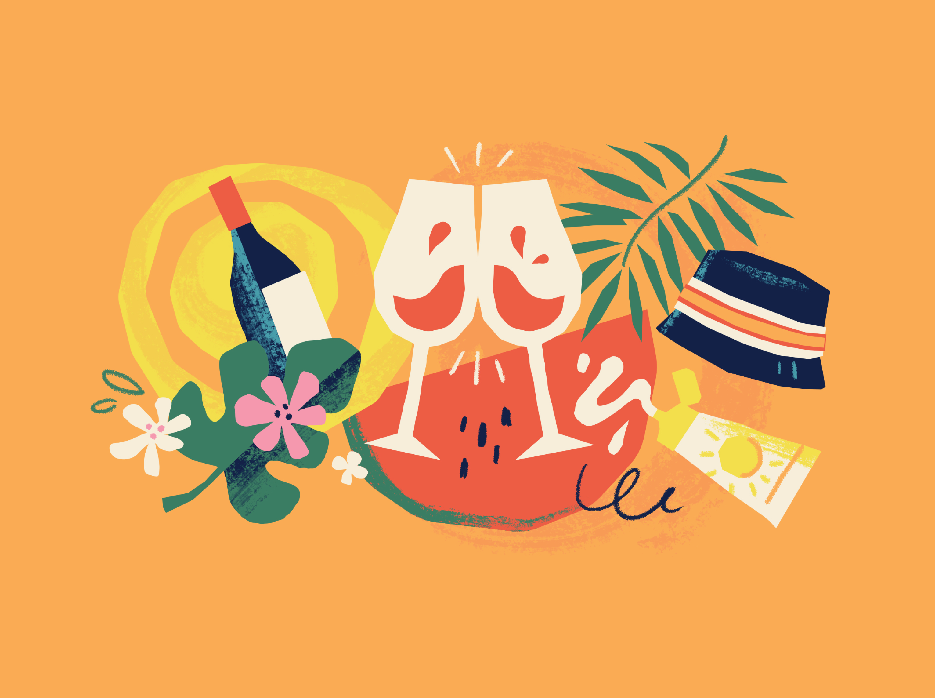LPB Rebrand: Best of Summer app branding expressive hand drawn illustration organic spot illustration summer textured web banner website wine