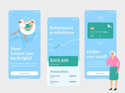 Retirement Forecaster app branding design geometric illustration mobile mobile application pastel ui ux