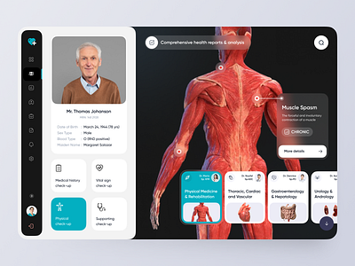 Electronic Health Records: Physical Medicine & Rehabilitation app check up dashboard desease design doctor ehr electronic health hospital medical muscle pateint physical record report system ui ux web