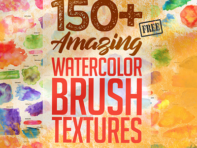 Free 150+ Watercolor Brush Textures background textures free download freebies graphic design logo design textures watercolor brushes watercolor textures website background