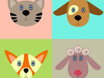 FunnyPets Pattern artistic cat design dog fox graphic pattern pets seamlesspattern textile vector