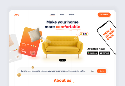 Apartment Design apartment furniture landing page ui ux website