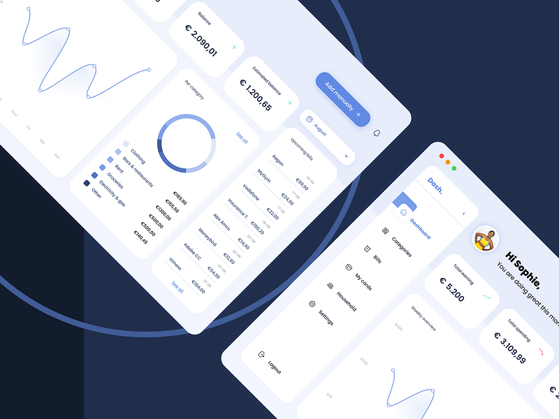 Light theme financial dashboard design for household management app dashboard desktop app desktop application figma financial app financial dashboard financial household app household app household management app light theme light theme app light theme dashboard tablet app tablet application ui