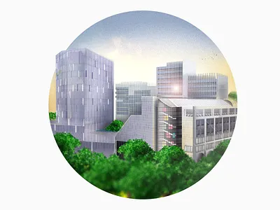 Arch Composition animestyle buildings dawn design grain grainstyle graphic design illustration illustration art sun vector