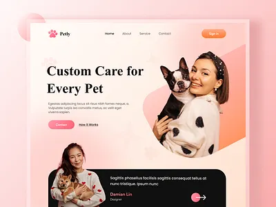 Petly- Pet Care Landing Page Design animalcare cat catlover dogcare doggrooming doghealth goglife landingpage landingpageui lanfingpagedesign petcare pethealth petlife petlover ui ux websitedesign websiteui wedesign