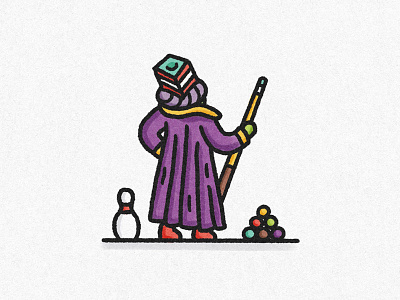 the pseudist balls billiards bowling chalk cue master noble philosopher pin robe servant student turban