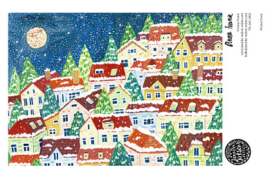 Winter City art christmas art city drawing gouache hand drawn illustration painting snow winter