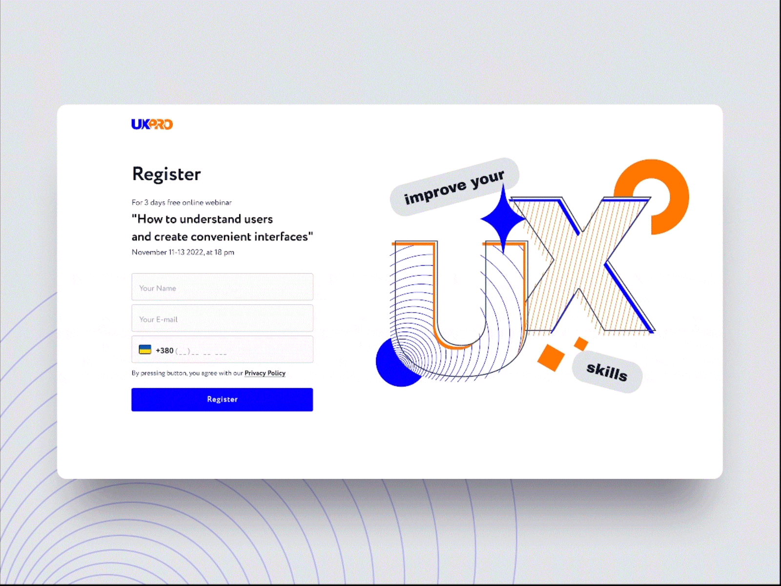 Daily UI - Webinar registration 001 animation clean dailyui form geometry graphic design illustration light login minimalistic registration signup trand ui ux vector web webinar