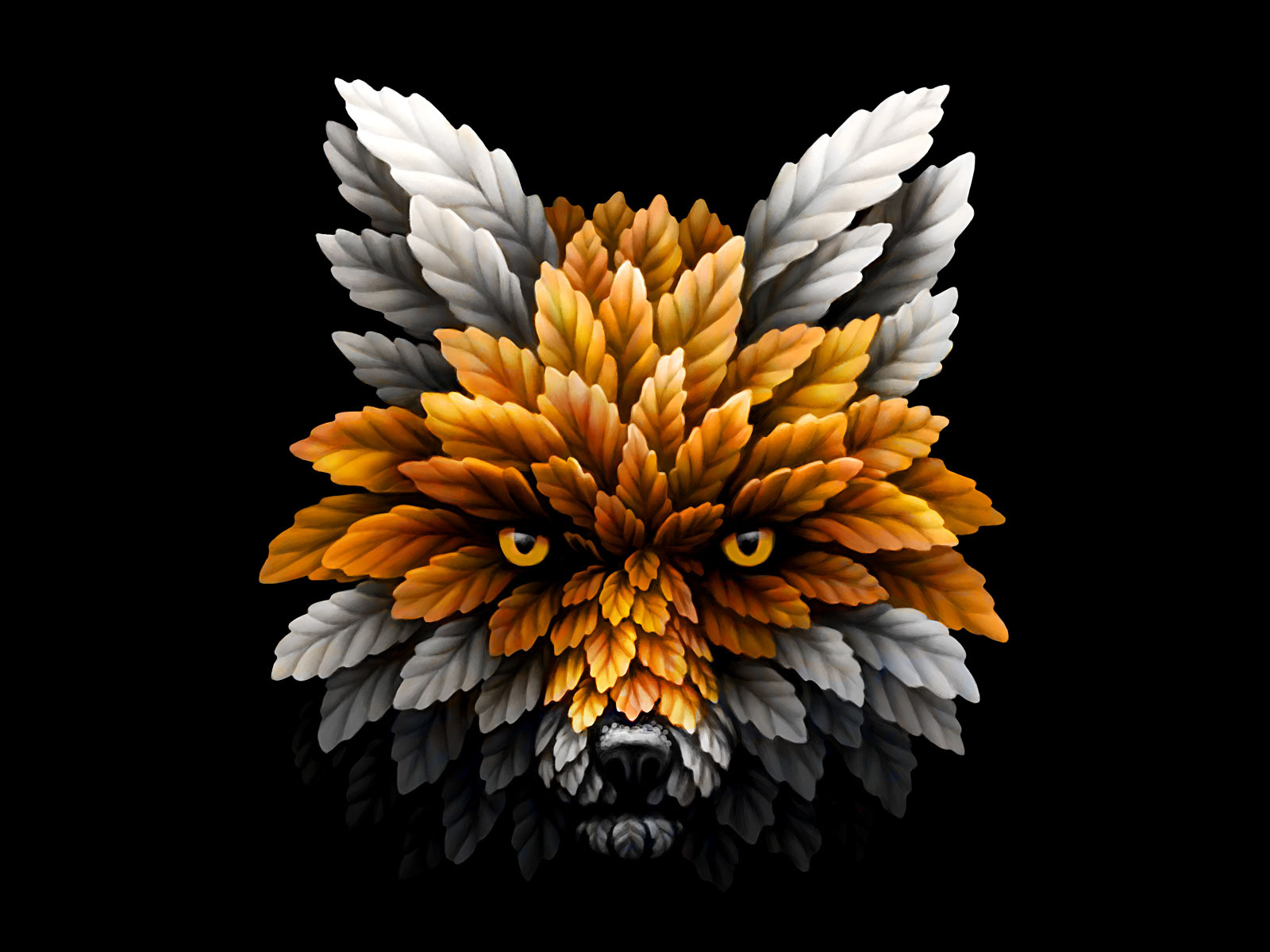 Fox animal fox ill illustration leaves