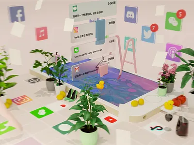 The Social Pool 3d branding graphic design logo ui