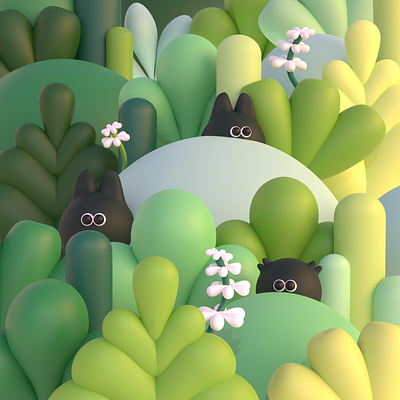 Hidden Forest 3d 3dart 3dillustration blender blender3d c4d character characterdesign cinema4d design illustration