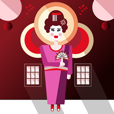Geisha 2d adobe illustrator art artwork clean color design digital digital art flat flat design geisha geometric graphic design illustration illustration art illustrations illustrator minimal minimalist