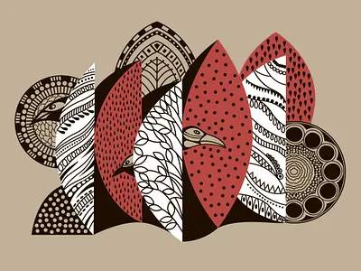 Fairy Forest artistic bird design forest graphic illustration ink pillowcase vector