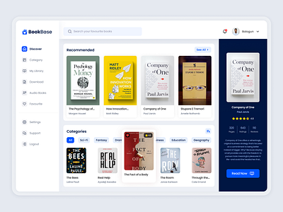 BookBase - Digital Book Library Dashboard book book website dashboard desktop desktopapp ecommerce library library dashboard library website minimal product design read reading store uiuxdesign website