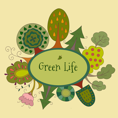 Green Life Illustration artistic design forest graphic illustration pillowcase tree vector