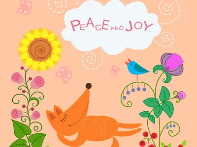 Funny Fox artistic card design floristic fox graphic illustration vector