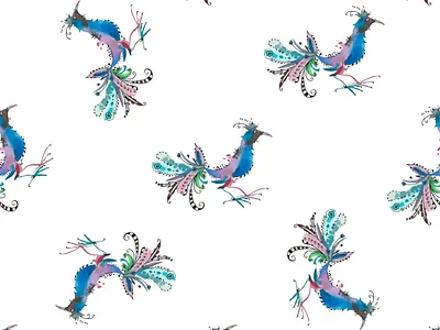 Aquabird artistic bird design pattern seamlesspattern vector watercolor