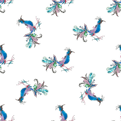 Aquabird artistic bird design pattern seamlesspattern vector watercolor