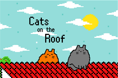 Cats on the Roof 2d banner cats design illustration illustrator pixel art