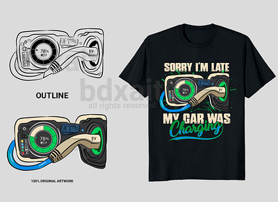 Electric Car Based Graphical T-shirt Design aniktonmoy bdxait carcharger customtshirtdesign design electric electriccar graphic design illustration logo original tee tshirt tshirtdesign vector