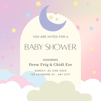 Pastel background baby shower invitation baby shower card graphic design illustration invitation pastel background