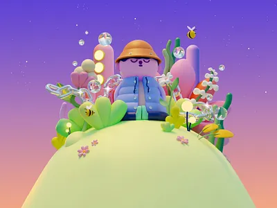 Sunset 3d 3dart 3dillustration animation blender blender3d bright c4d character characterdesign cinema4d design graphic graphic design illustration motion graphics