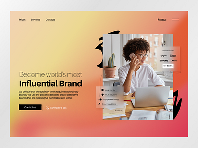 Branding agency Hero section adobe branding design figma illustration logo ui ux web website