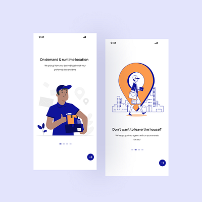 Onboarding screens for a logistics app delivery app delivery ui design dispatch app food delivery food delivery app logistics ui logisticsapp mobile app onboardingscreens ui design