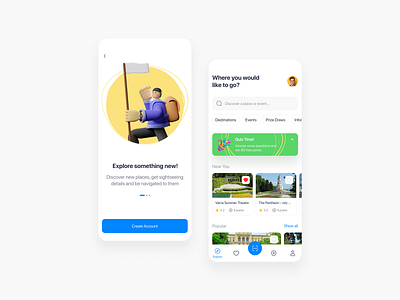 Tourist Guide App adobexd app design figma minimal mobile ui ux vector