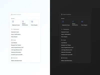 Quick Actions - Dropdown actions banking blue dark dropdown fintech light quick theme transactions