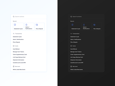 Quick Actions - Dropdown actions banking blue dark dropdown fintech light quick theme transactions