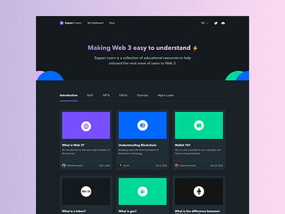 Zapper learn redesign landing ui uxdesign web3