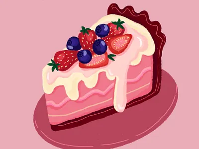 Berry Cake Slice cake illustration cute dessert illustration desserts editorial flat illustrations food illustration graphic design illustration pink