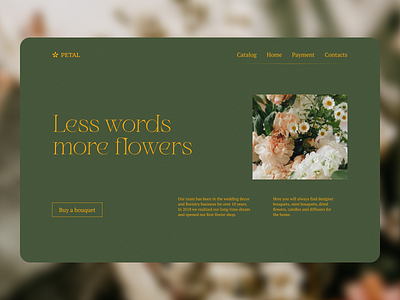 The first screen of the flower store brand first screen flower green nature shop typography ui ux web design