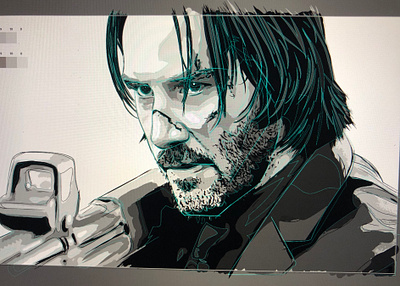 John Wick WIP design drawing illustration vector