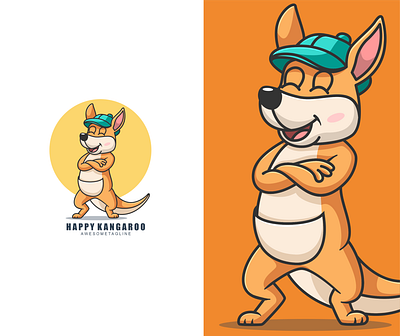 happy kangaroo character mascot design character cute design illustration kangaroo logo mascot