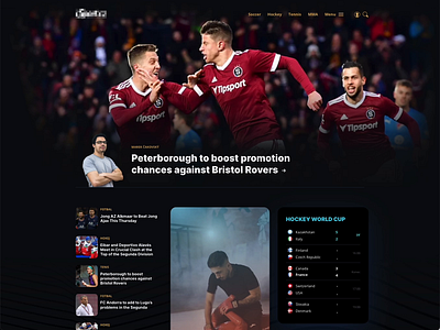 Sports news website UI concept