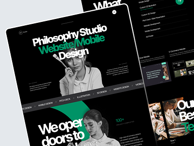 GG Studio - Creative Agency Website agency big bold creative dark dark mode green heading landing page last project last work night portfolio studio team website