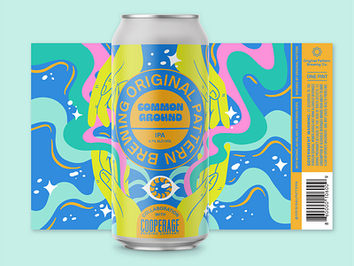 Common Ground IPA beer design beer label groovy illustration packaging