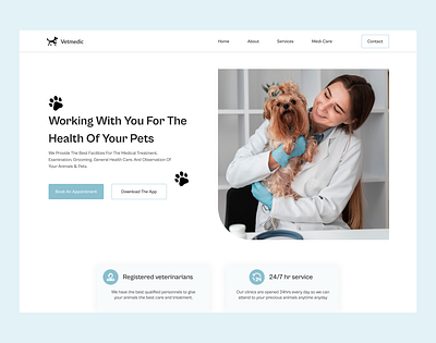 Veterinary clinic hero page design hero page hero section ui ui design ui ux veterinary veterinary app veterinary clinic veterinary landing page veterinary web page web app web page